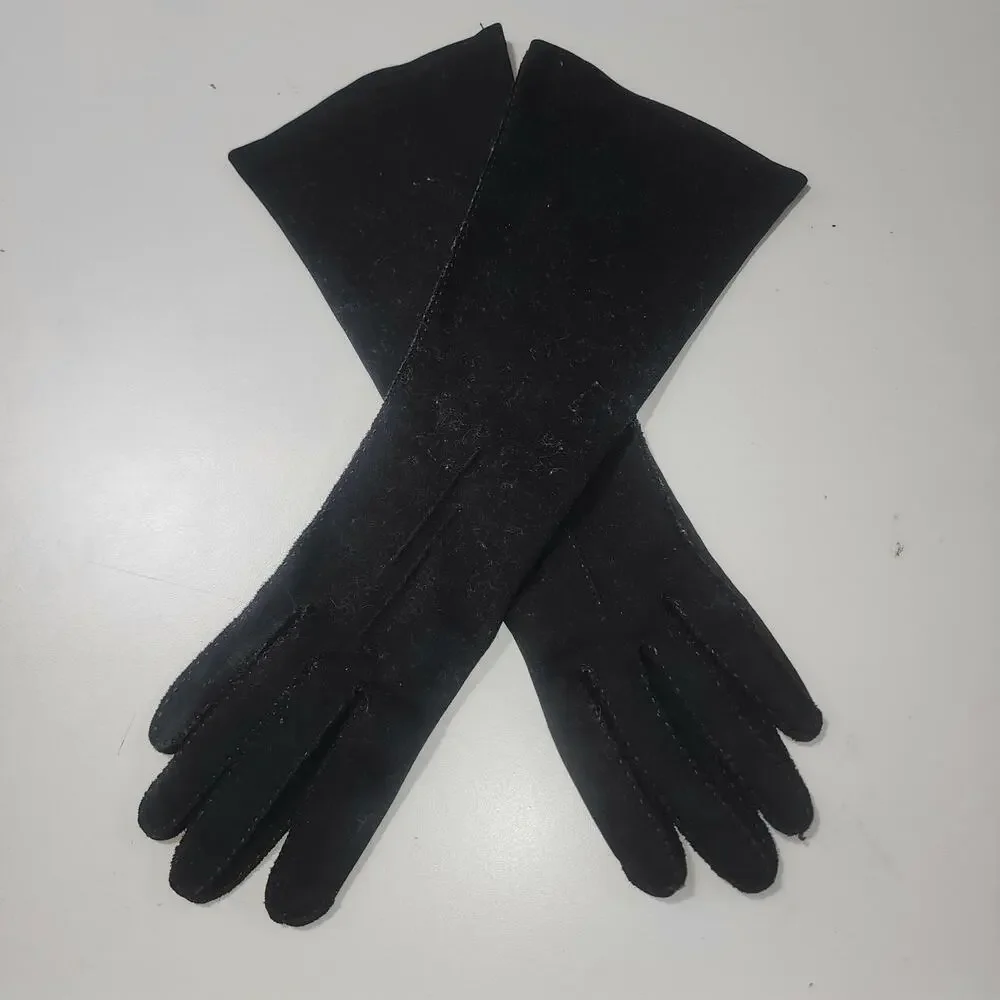 Vintage Wear-right duplex suede gloves Size 6.5 Black